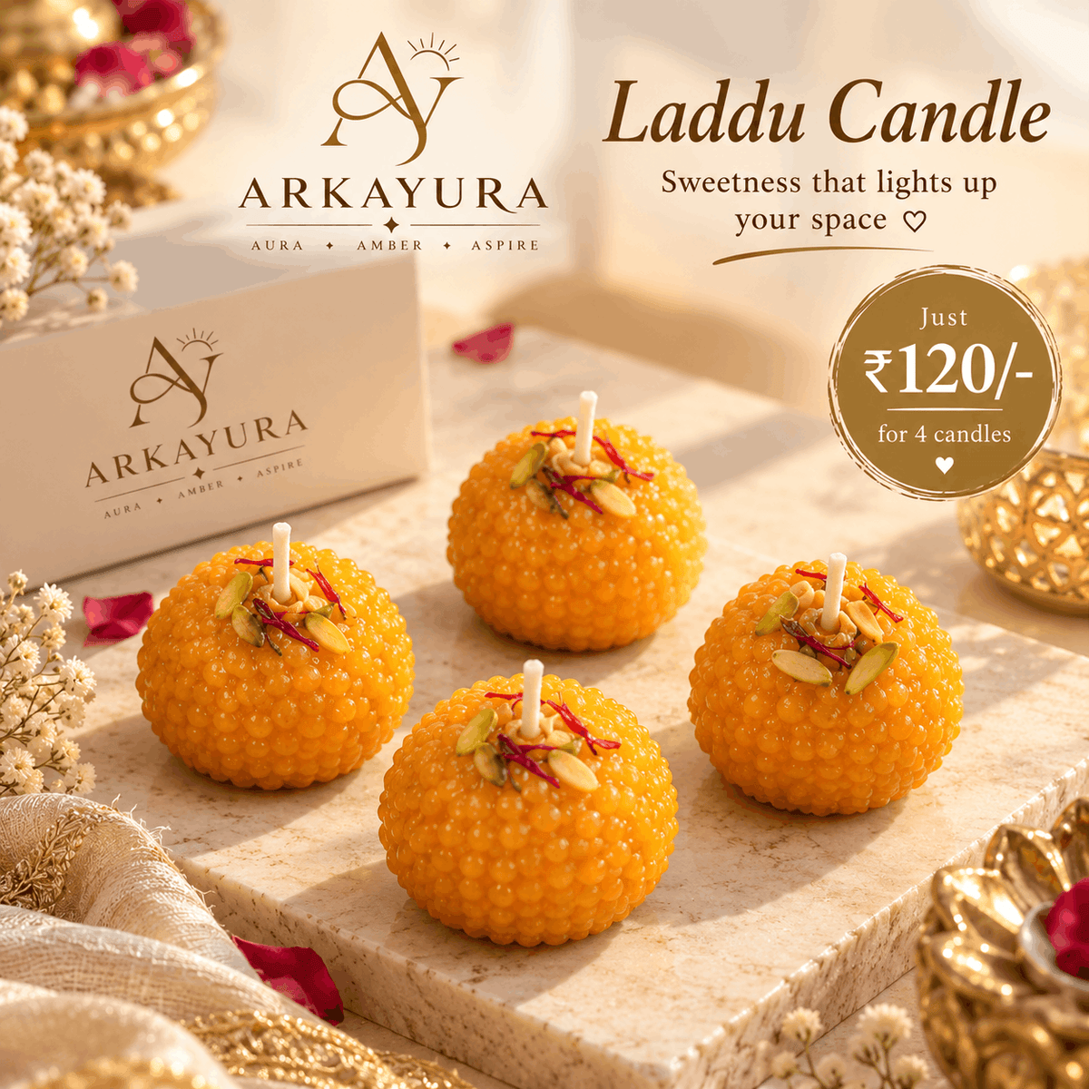 Laddu Candle – Set of 4 Pieces