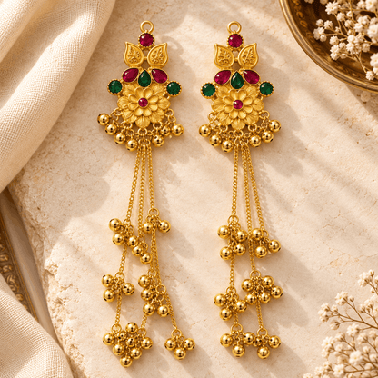 Floral Heritage Long Drop Earrings