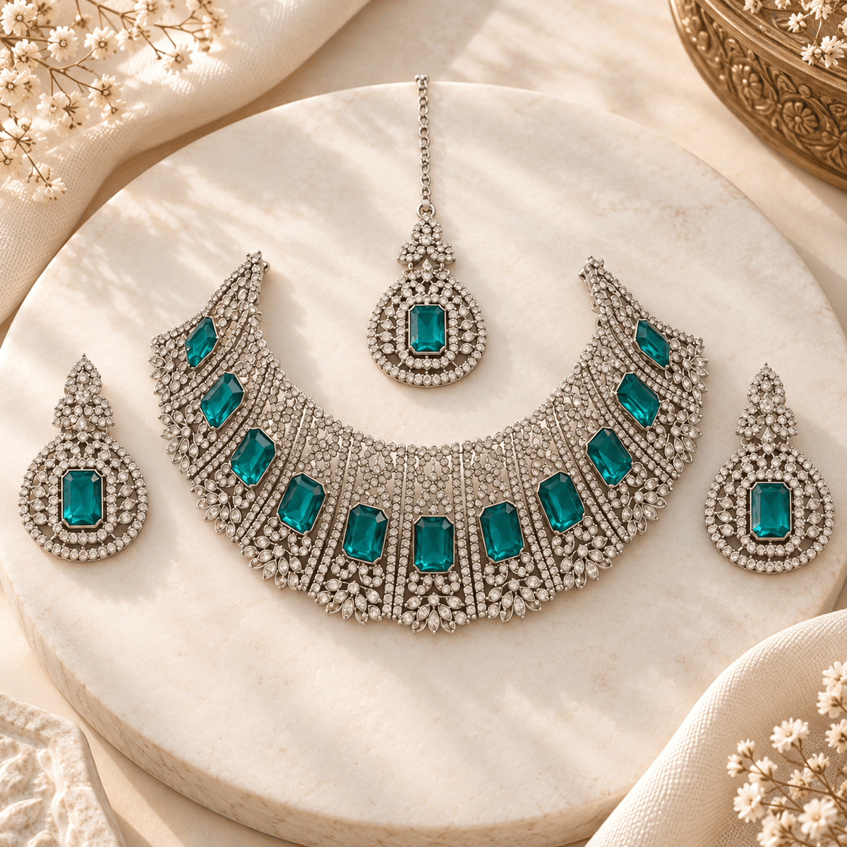 Teal Royale Statement Jewellery Set.
