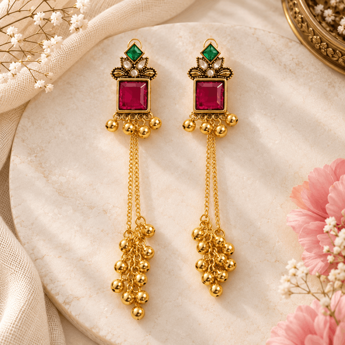 Royal Ruby Drop Earrings
