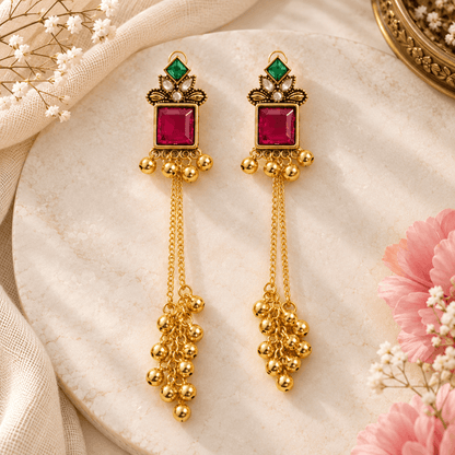 Royal Ruby Drop Earrings