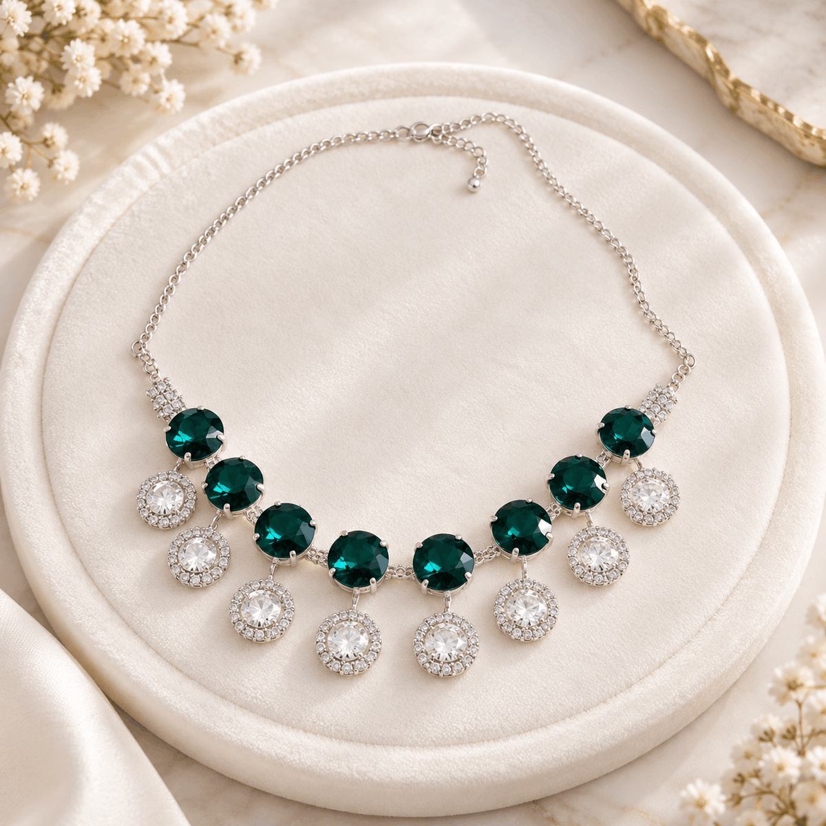 Emerald Crystal Drop Necklace