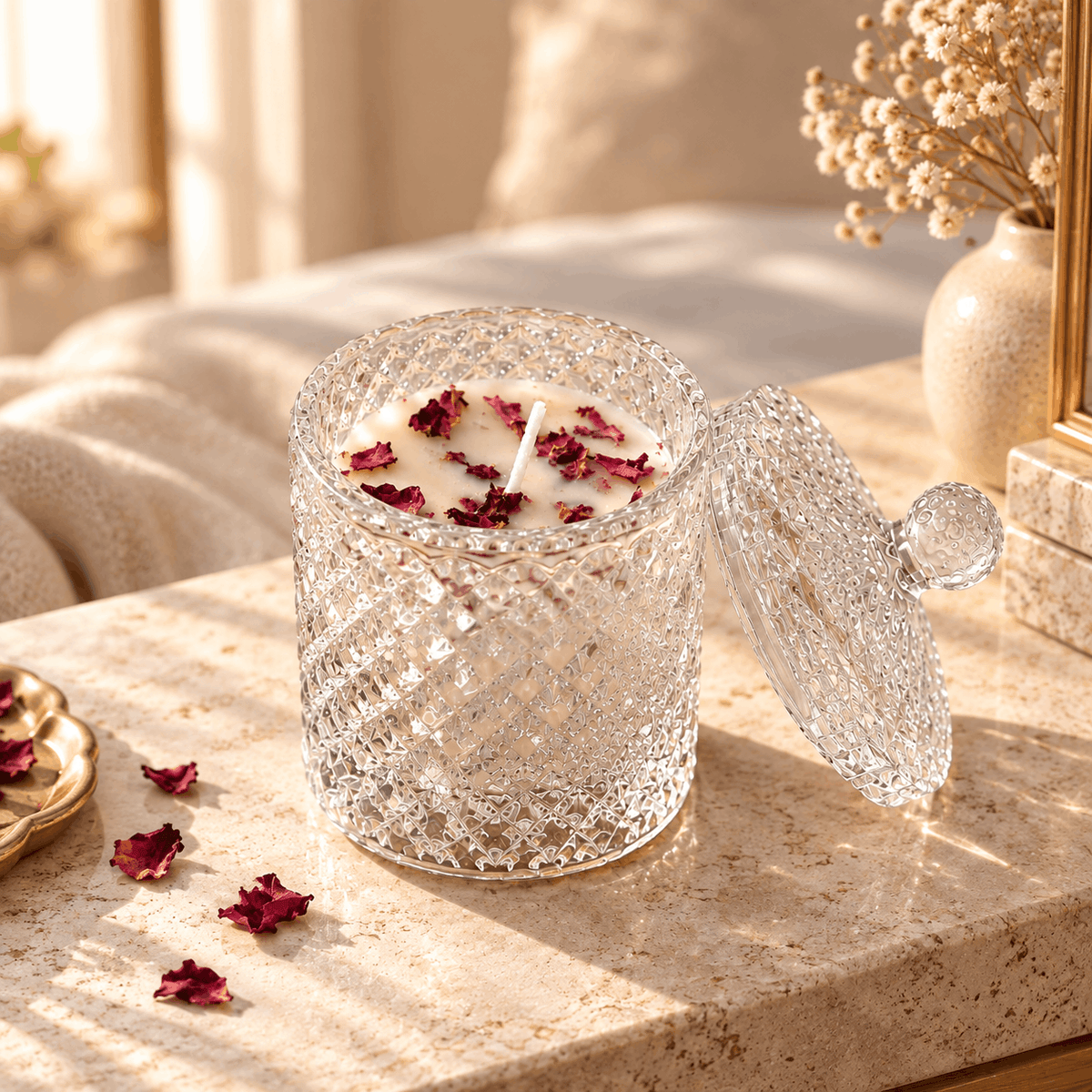 Ribbed Jar Candle with Lid
