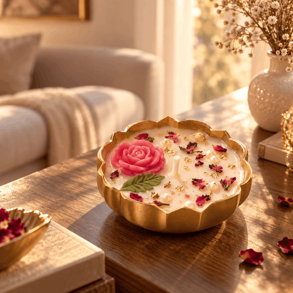 Rose Flower Candle