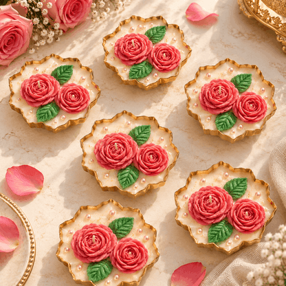 Rose Flower Candle Set