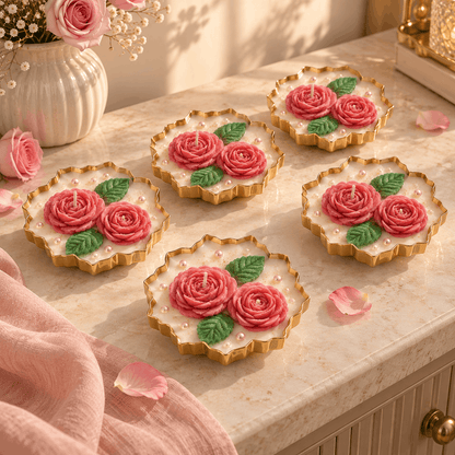 Rose Flower Candle Set