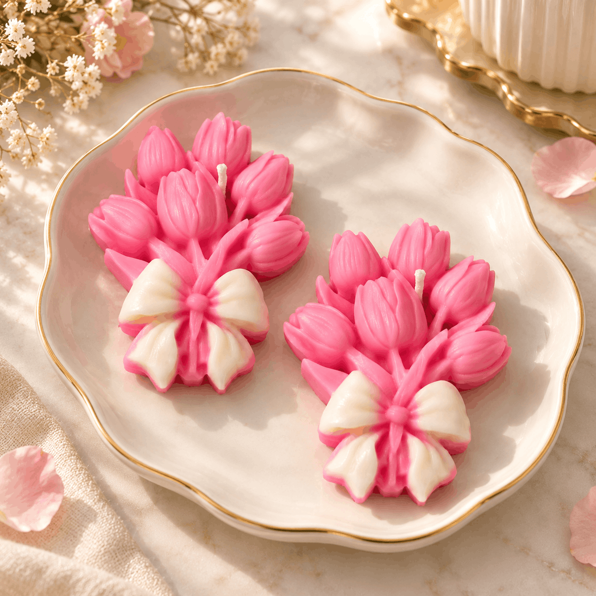Floral Candles – Set of 2 Pieces