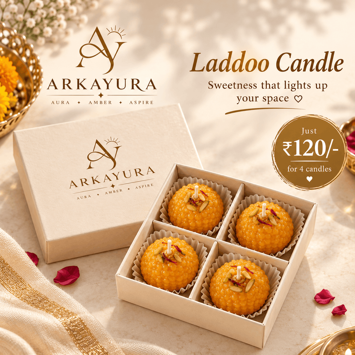 Laddu Candle – Set of 4 Pieces