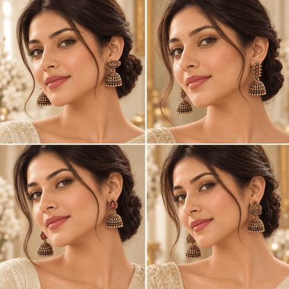 Antique Gold Jhumka Earrings – Set of 4 Pairs
