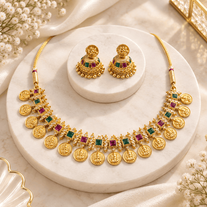 Traditional Gold Coin Necklace Set