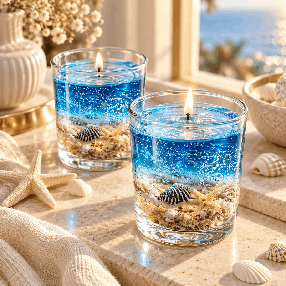 Ocean SeaShell Candles – Set of 2
