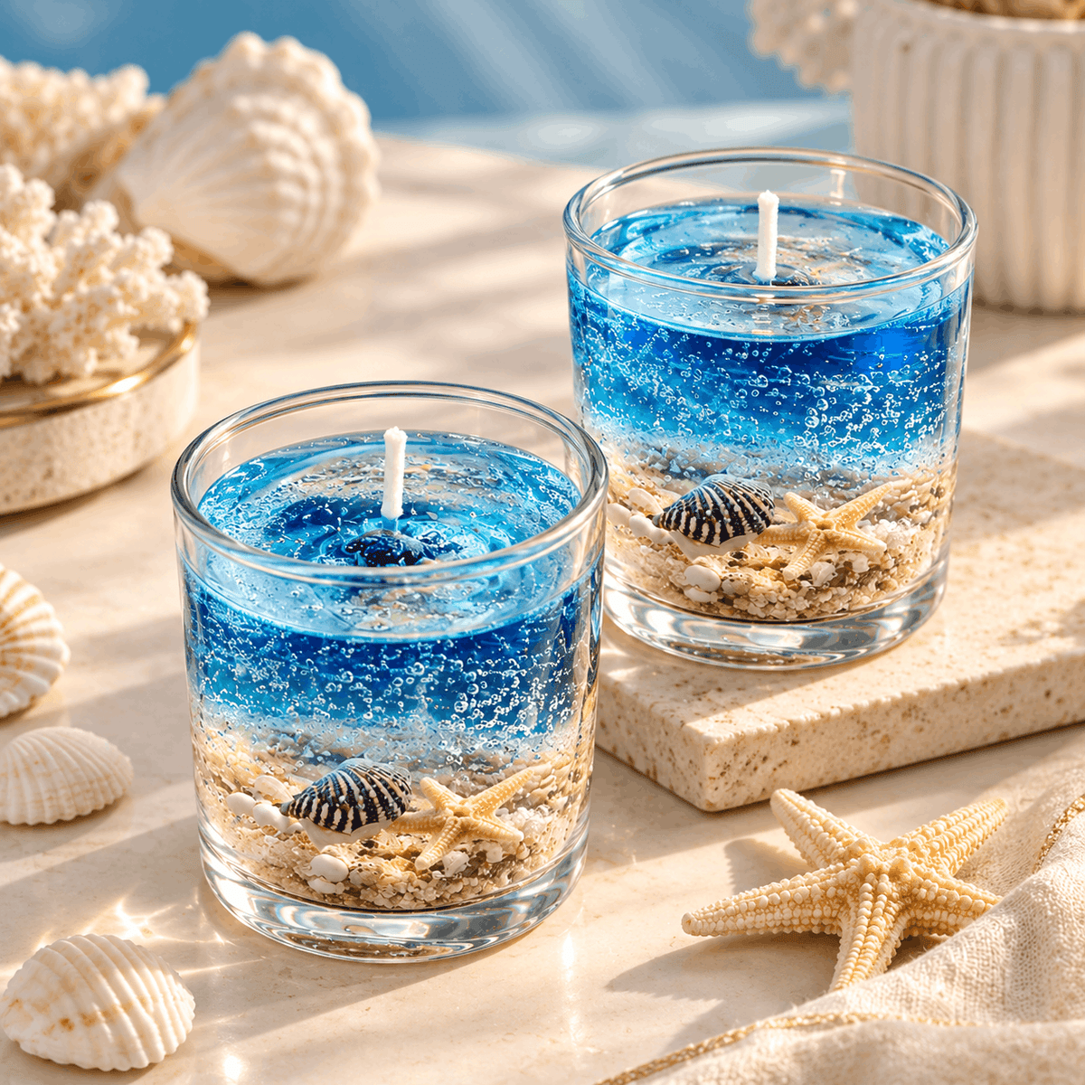 Ocean SeaShell Candles – Set of 2