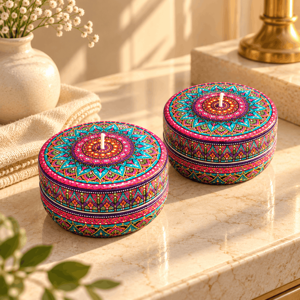 Mandala Candles – Set of 2